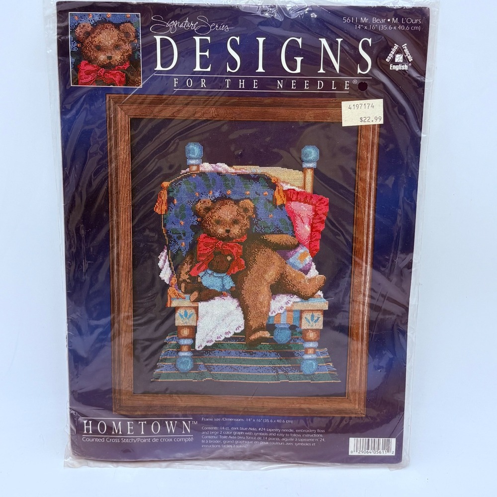 Designs for the Needle Mr Bear Counted Cross Stitch Kit 5611 Hometown‎ 14x16 New